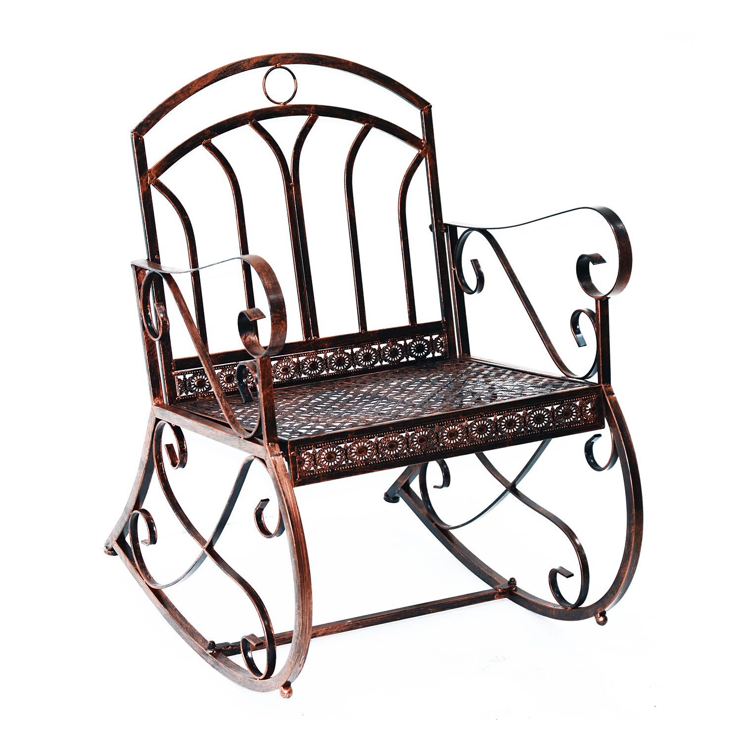 Metal Single Chair 1 Seater Garden Outdoor Rocking Chair Vintage Style Bronze - Life Essentials