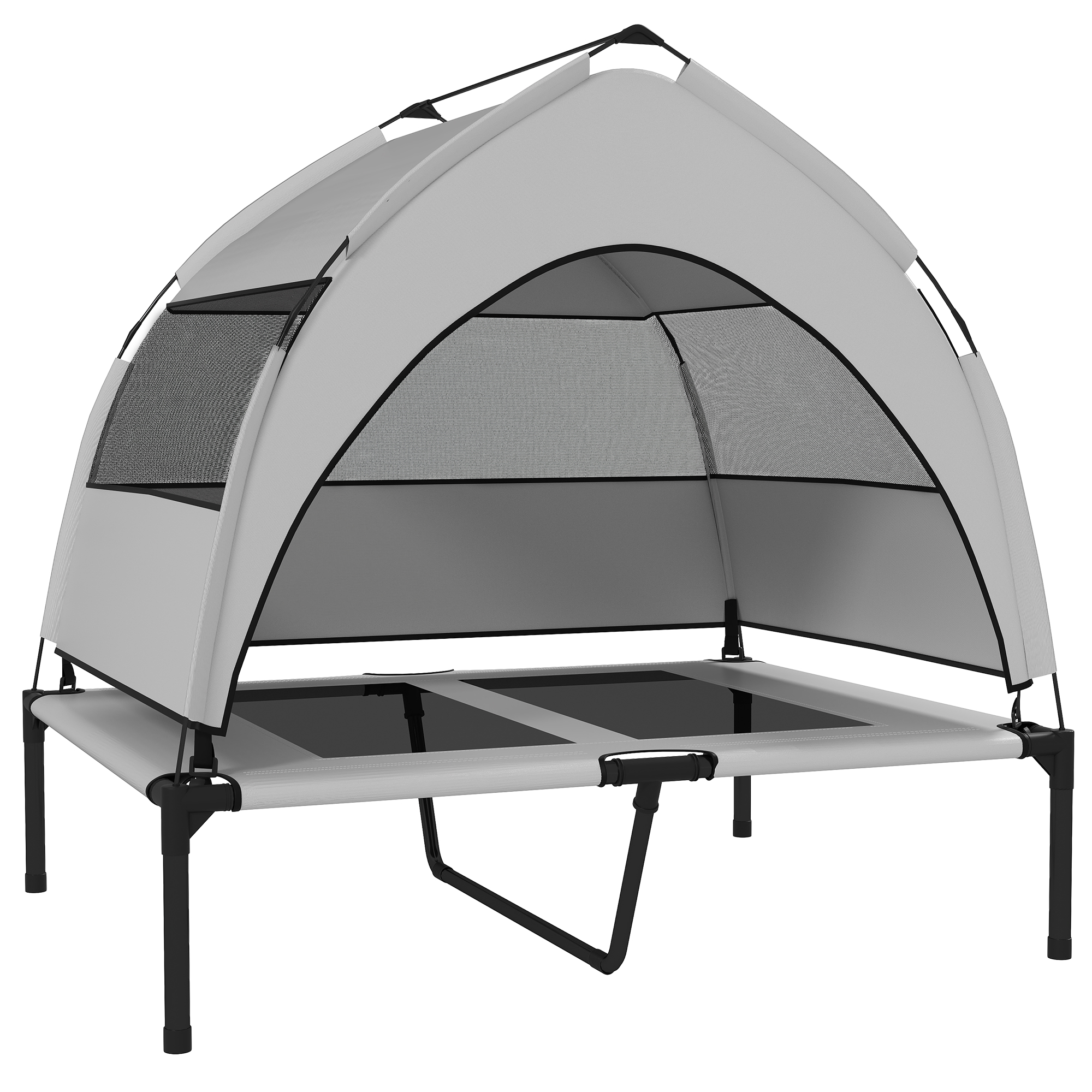 PAWSTER Large Portable Elevated Dog Bed with Canopy 92x75x89cm - Life Essentials