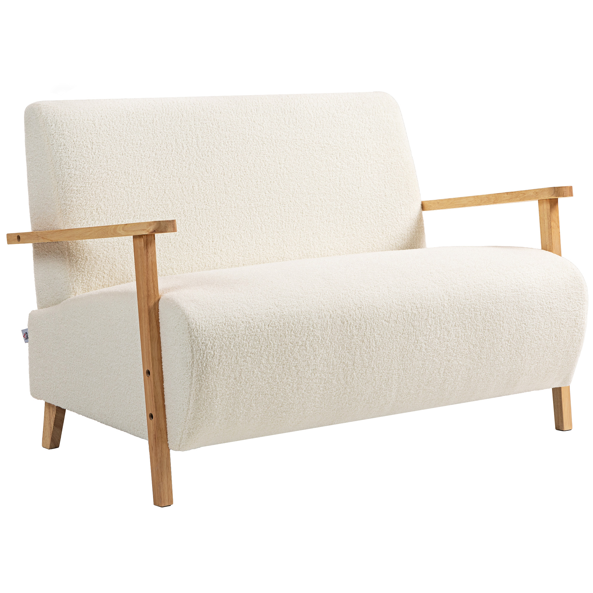 HERON Small Sherpa Fabric 2 Seater Sofa Settee Cream White - Life Essentials