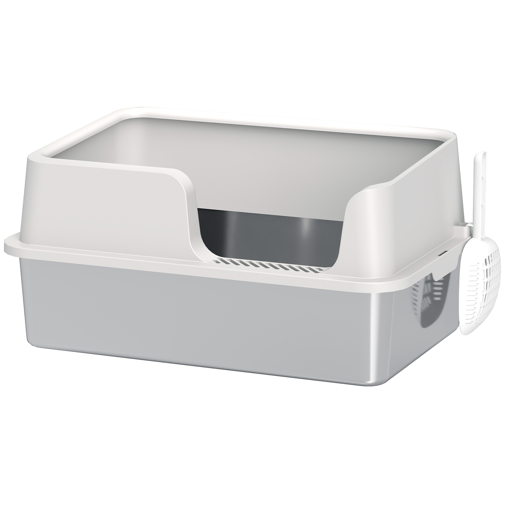 PAWSTER Stainless Steel Litter Box with Detachable Rim - Life Essentials