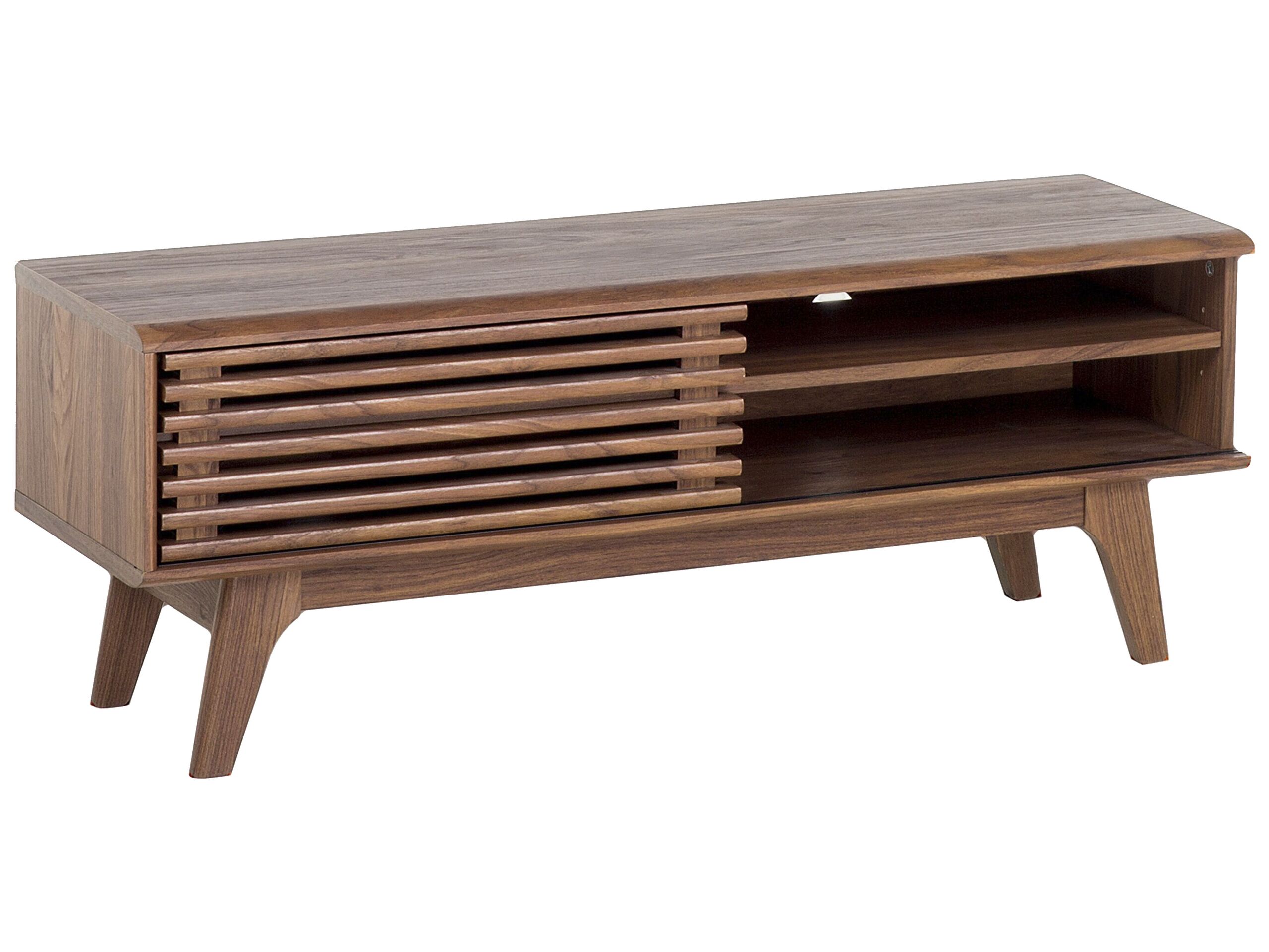 TV Stand Dark Wood Storage Shelf Sideboard Cable Management Modern - Gemini Interiors