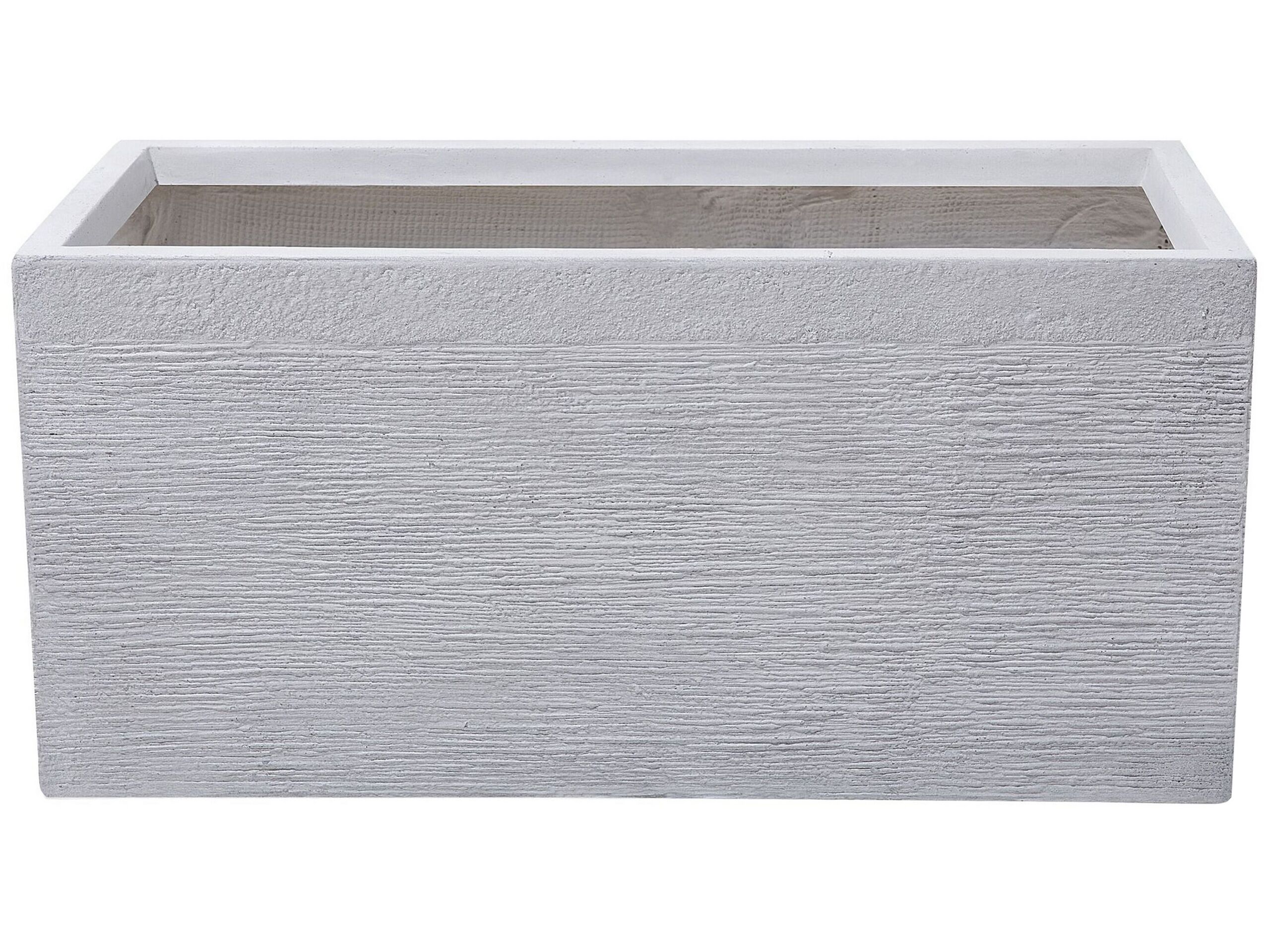 Plant Pot White Fibre Clay 80 x 37 x 38 cm Indoor Outdoor Rectangular Planter - Gemini Interiors