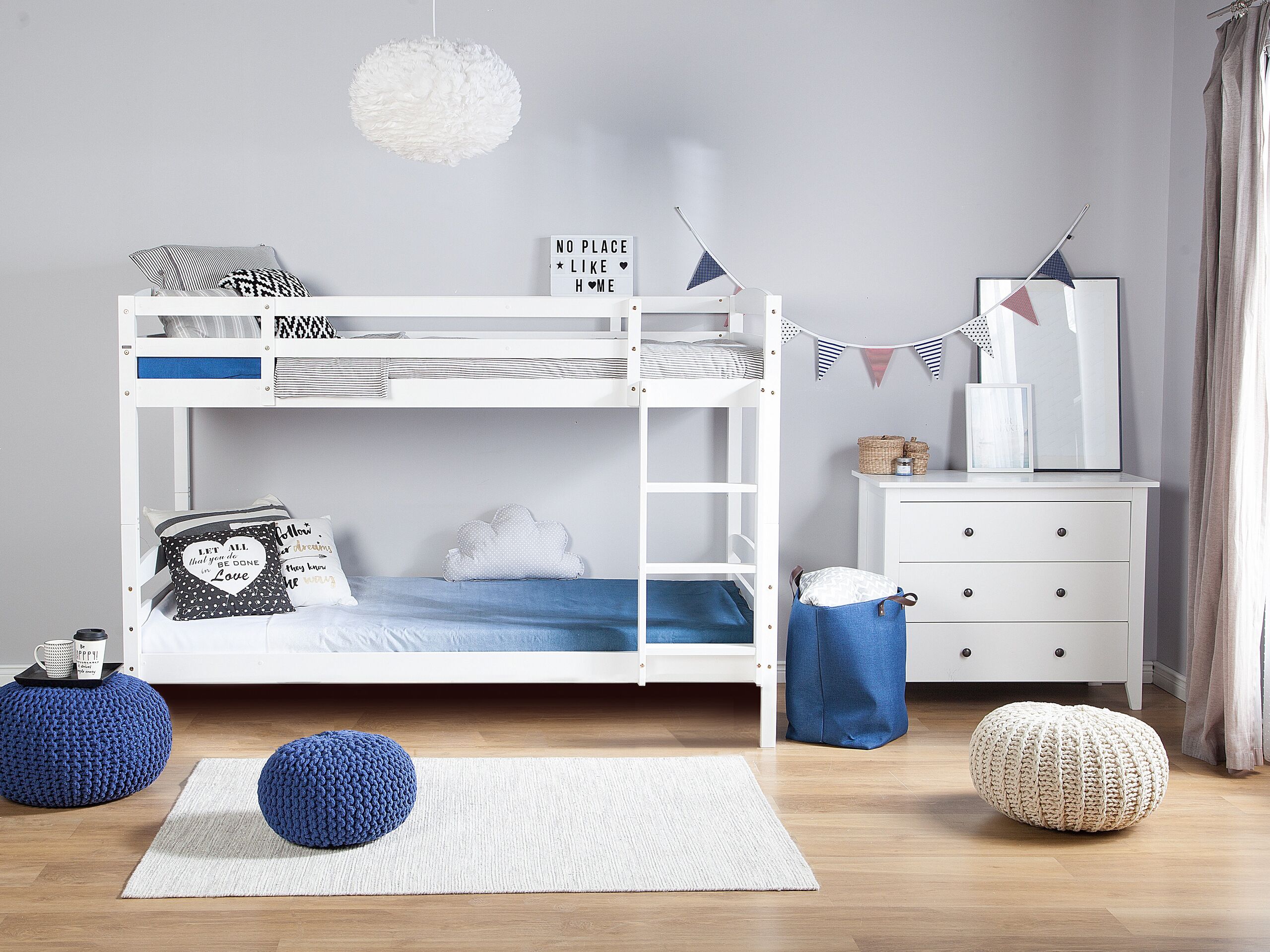 Wooden EU Single Size Bunk Bed White REGAT - Gemini Interiors