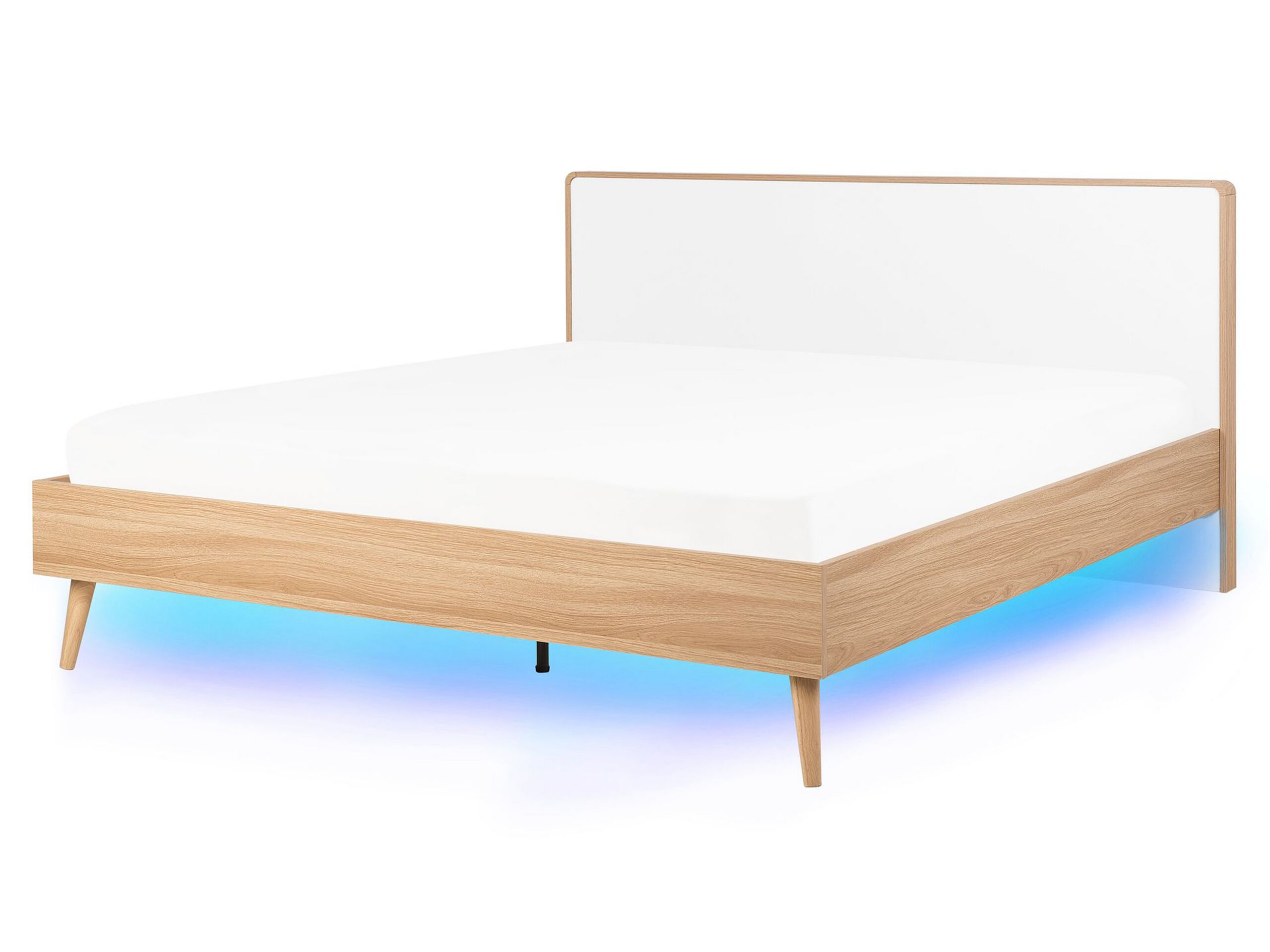 EU King Size Bed LED Light Wood SERRIS - Gemini Interiors