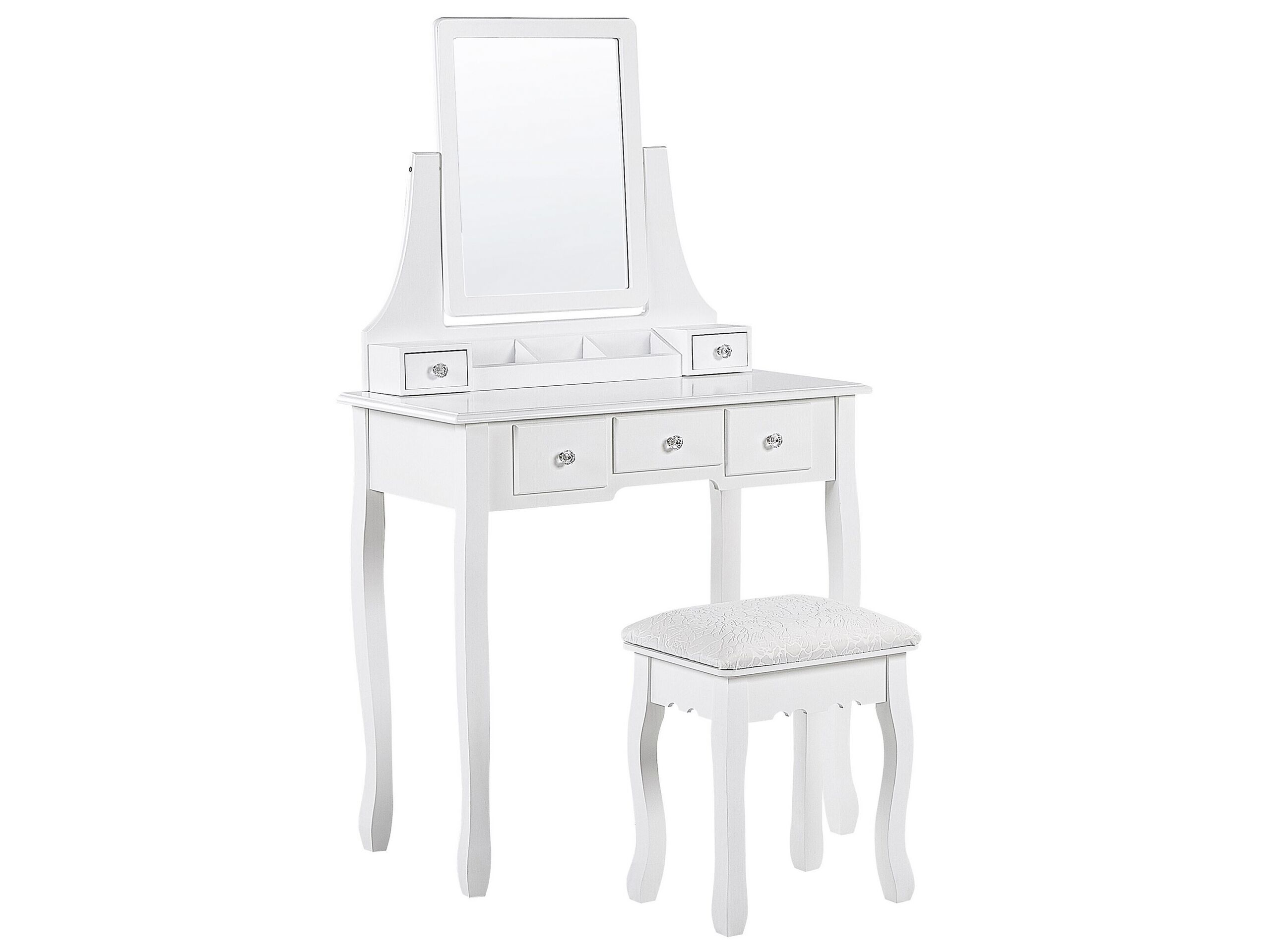 Dressing Table - RAYON 5 Drawer Dresser White 39cm - Gemini Interiors
