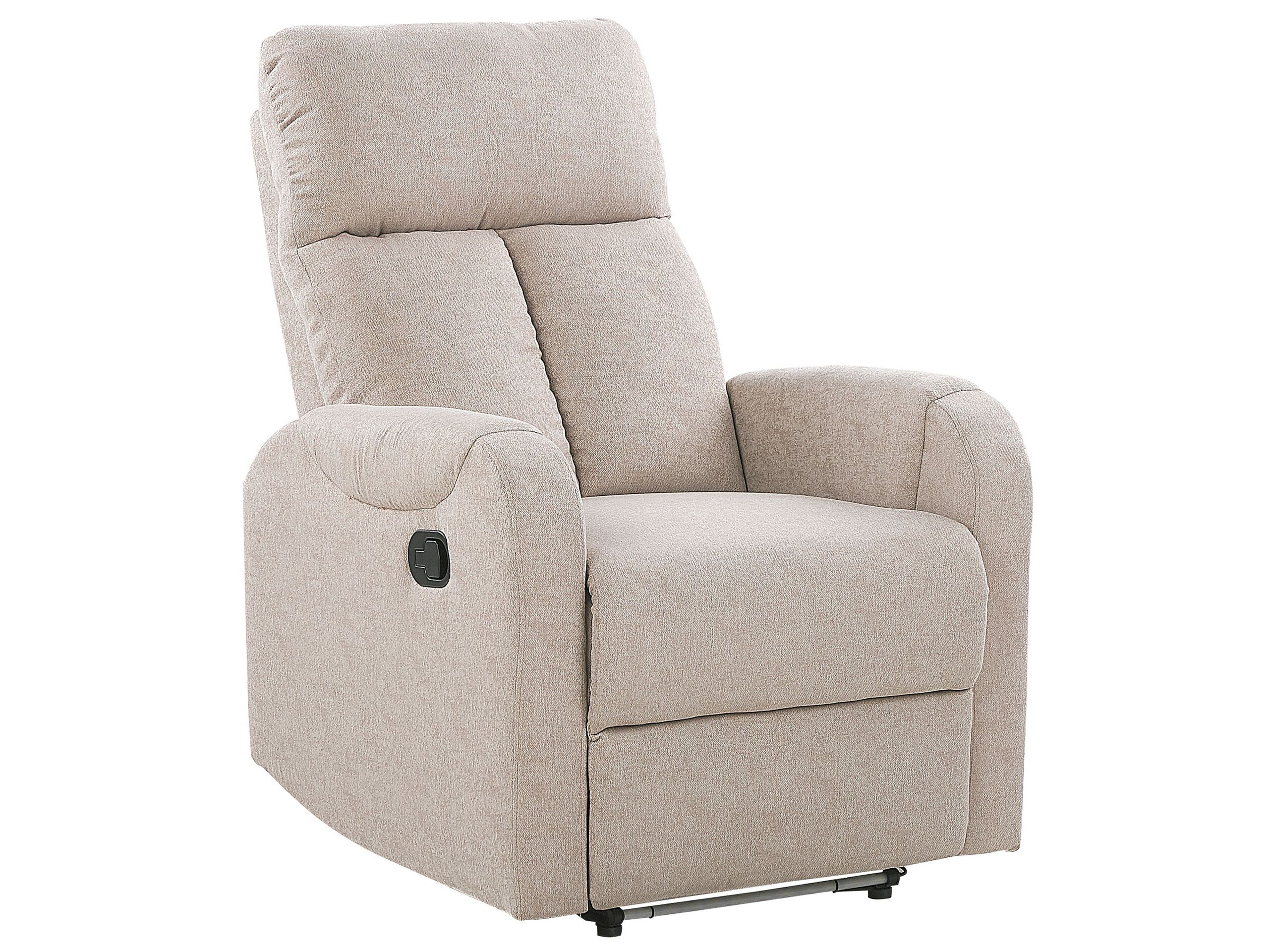 Recliner Chair Beige Fabric Upholstery Polyester White LED Light USB Port Modern Design Living Room Armchair - Gemini Interiors