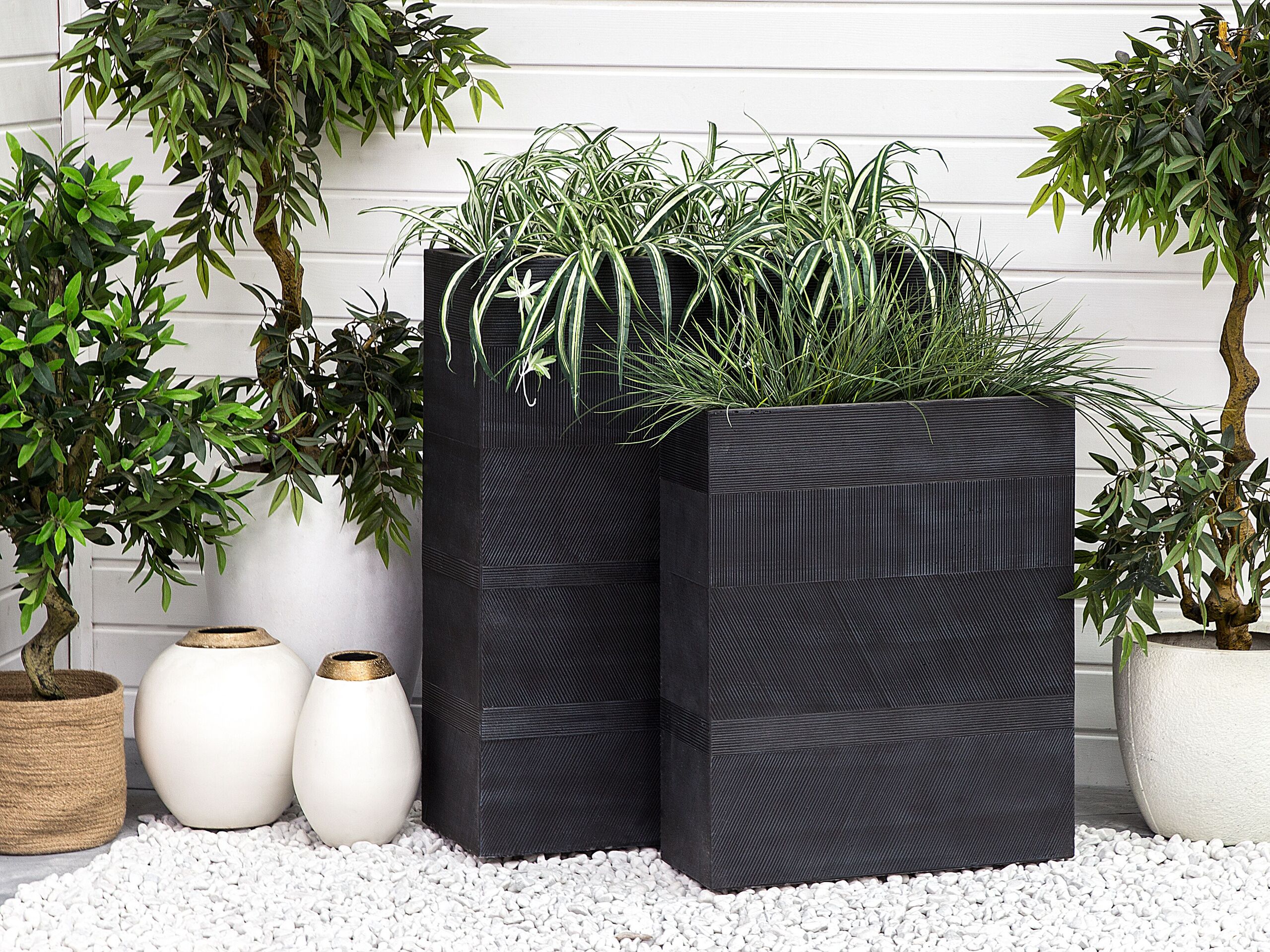 Plant Pot 80x30x92cm Black - Gemini Interiors