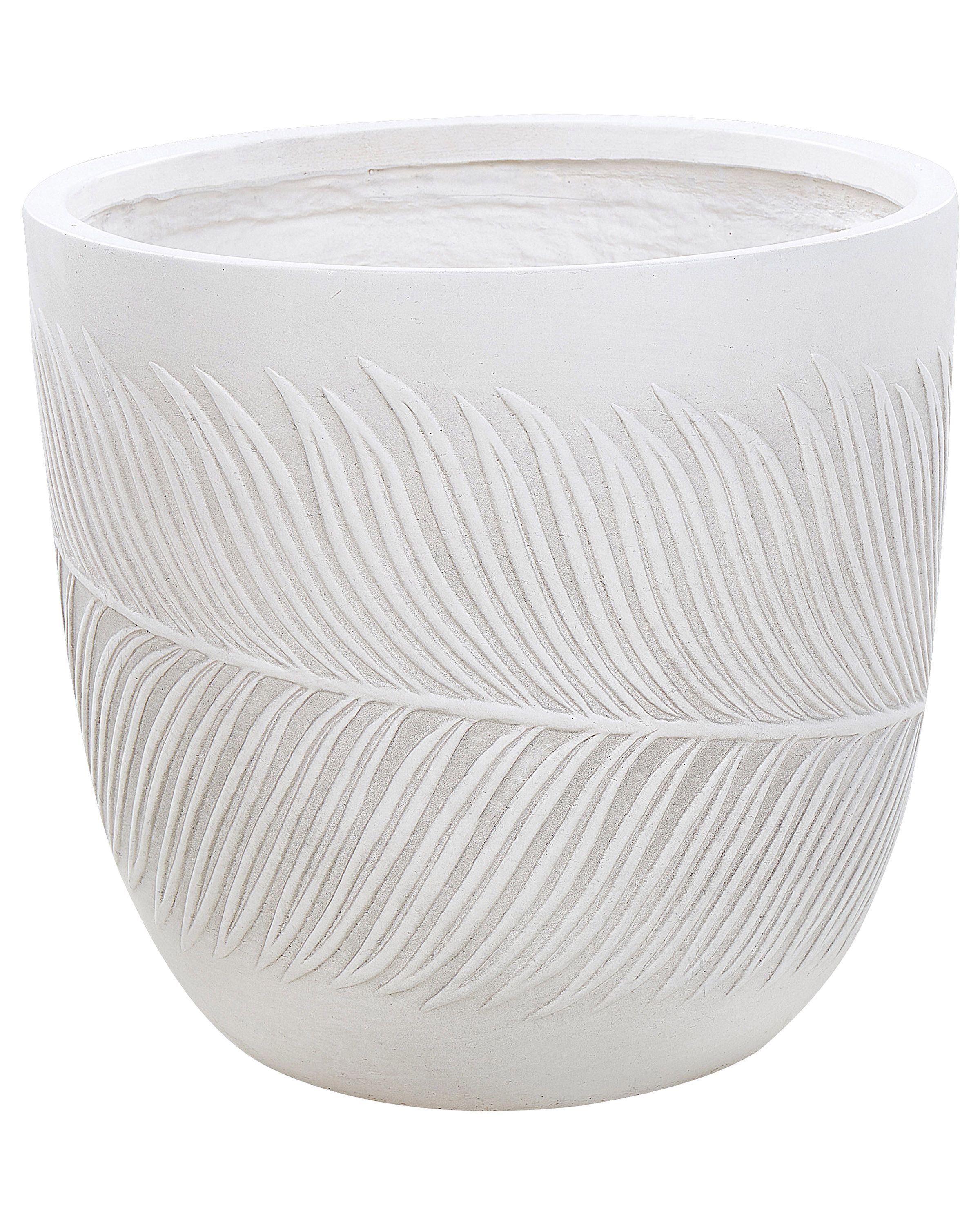 Flower Pot Fibre Clay 42x42x40cm Off - White - Gemini Interiors