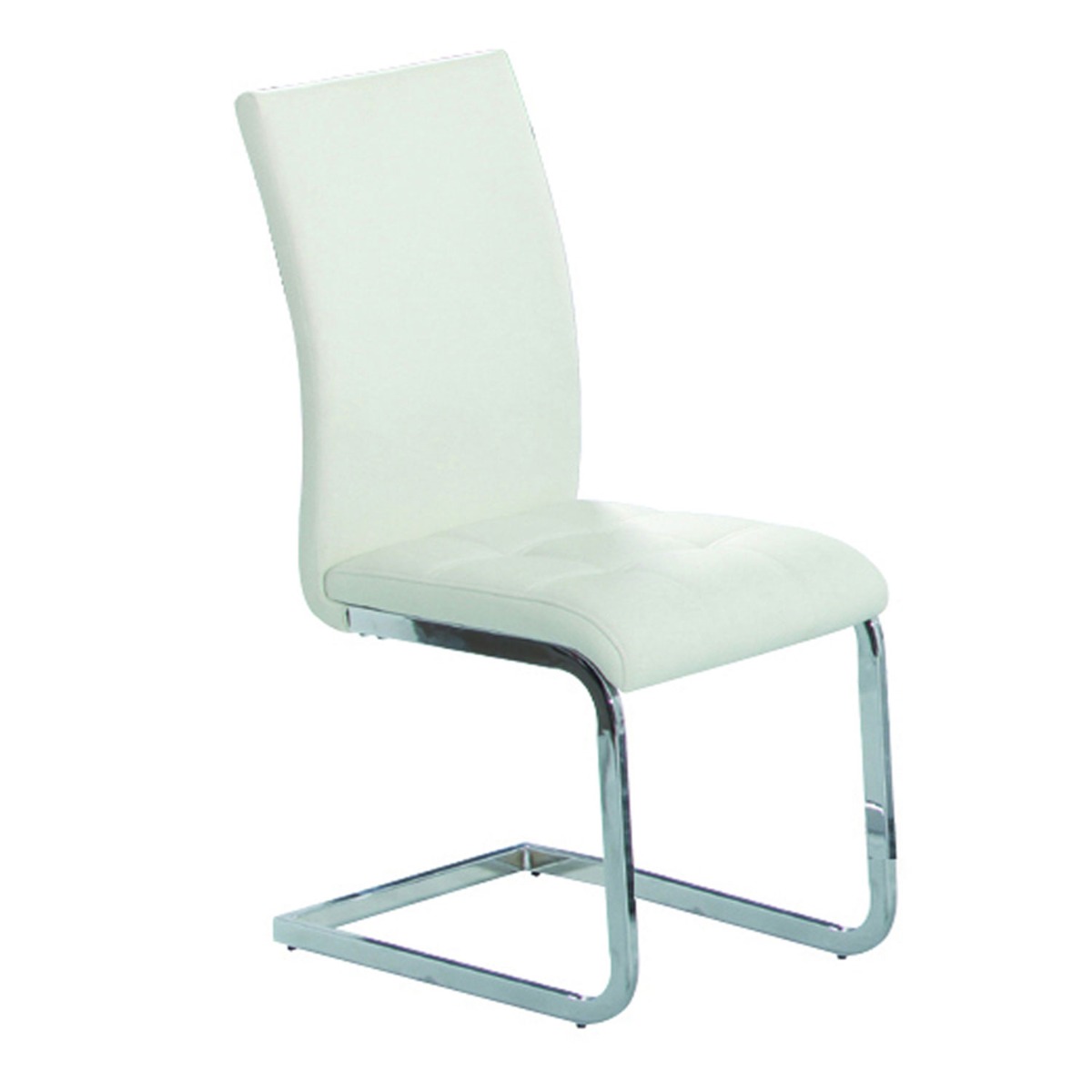Enrique PU Dining Chairs in Chrome - White - Sigrid Mills