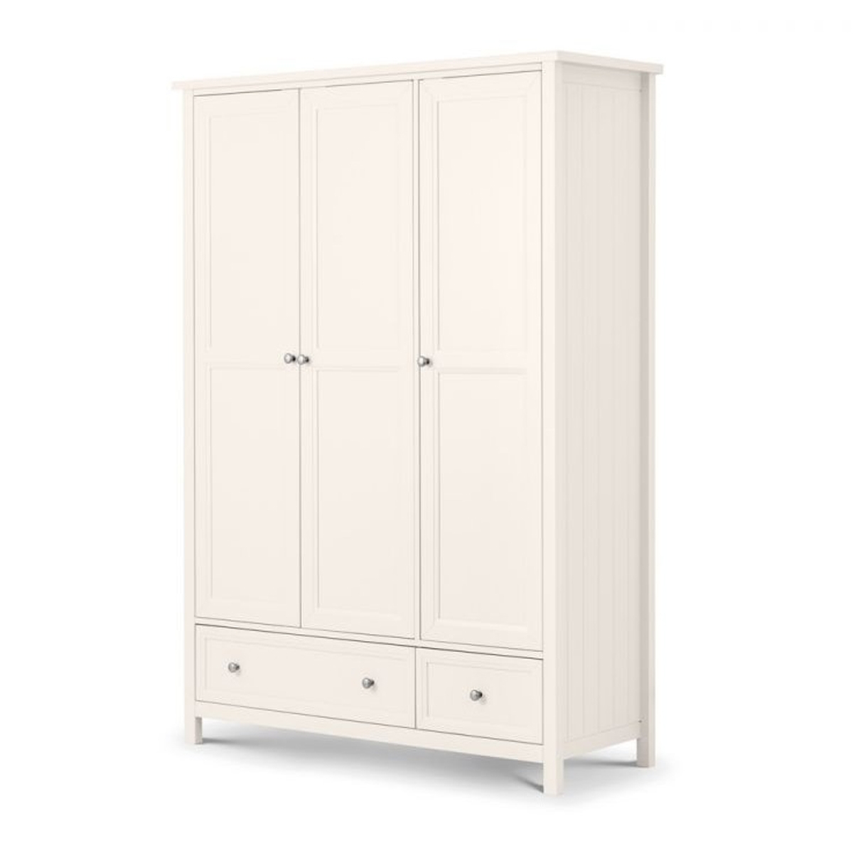 Wardrobe - MALTON 3 Door Wardrobe White 135.5cm - JB Collections