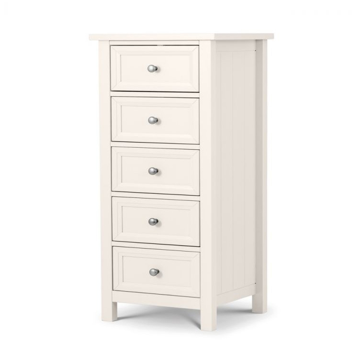 MALTON White Chest of Drawers - Tallboy, Medium-sized, 5 Drawers - JB Collections