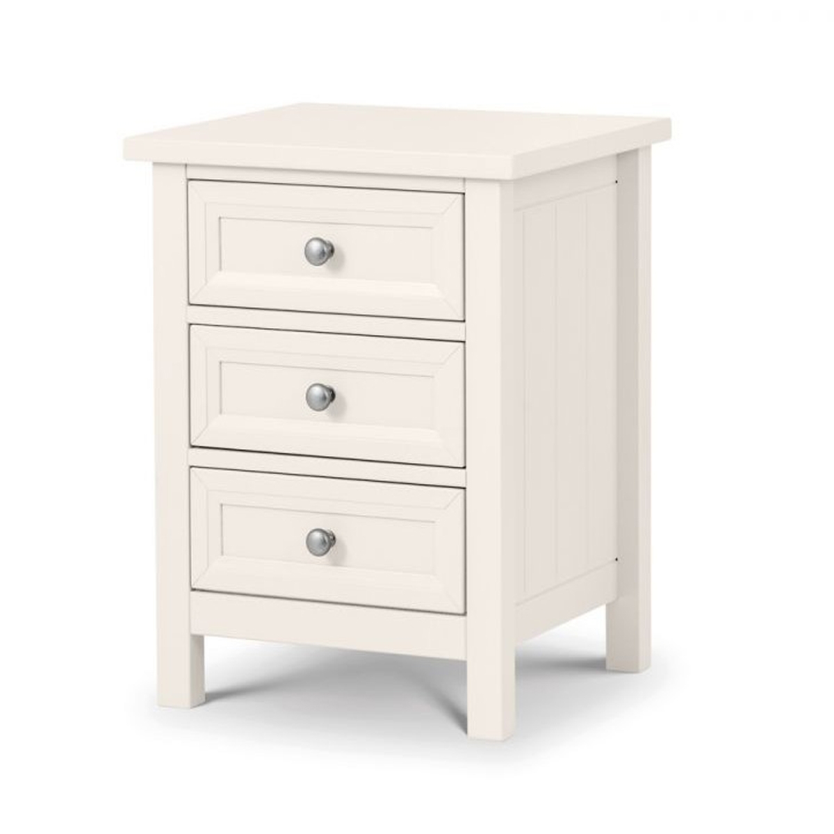 Bedside Table - MAINE 3 Drawer Nightstand White 48cm - JB Collections
