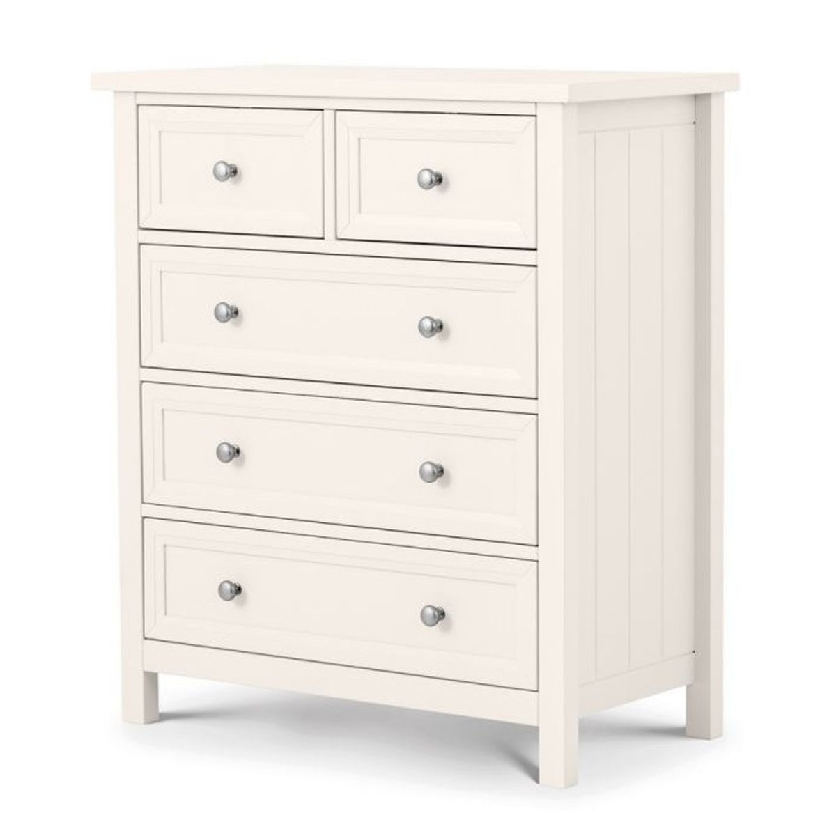MALTON White Chest of Drawers - Medium-sized, 5 Drawers - JB Collections
