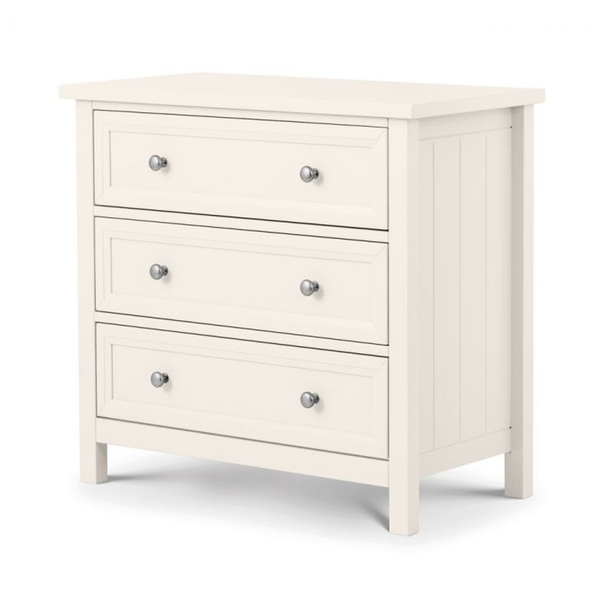 MALTON White Chest of Drawers - Medium-sized, 3 Drawers - JB Collections