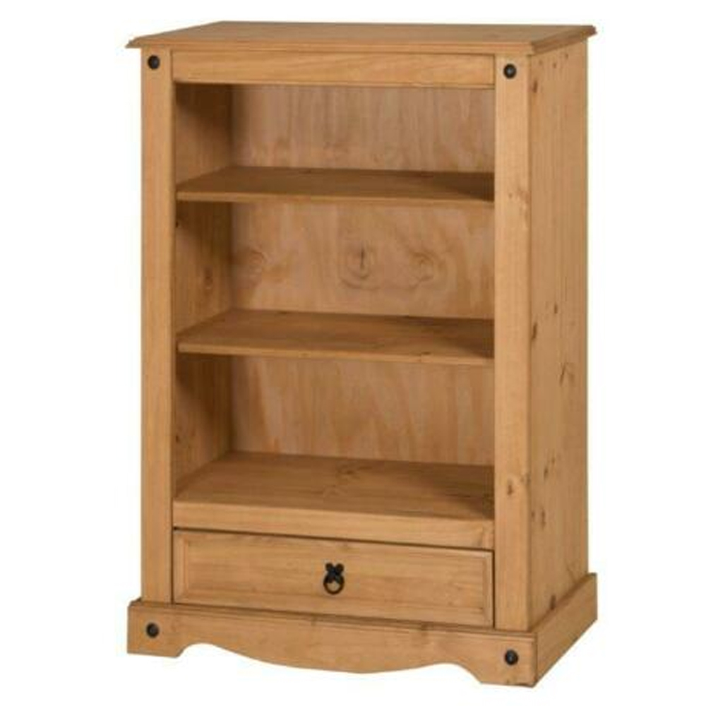Corona Solid Pine Bookcase 1 Drawer - Mexican Style - Bedroom & More
