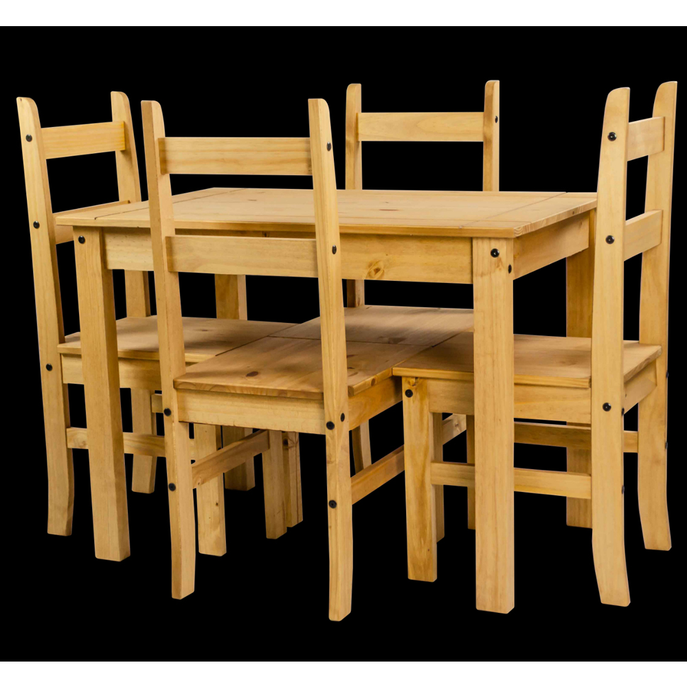 Corona Mexican Style Solid Pine Dining Table With 4 Chairs - Bedroom & More