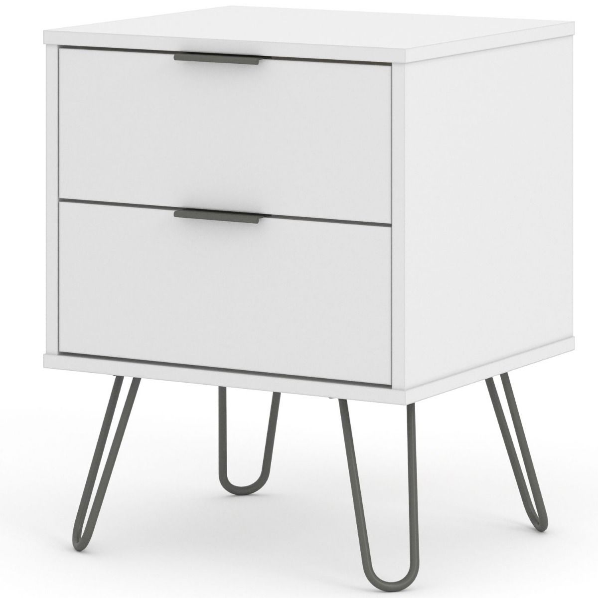 Bedside Table - AUGUSTA 2 Drawer Nightstand White 45cm - Colton & Sawyer