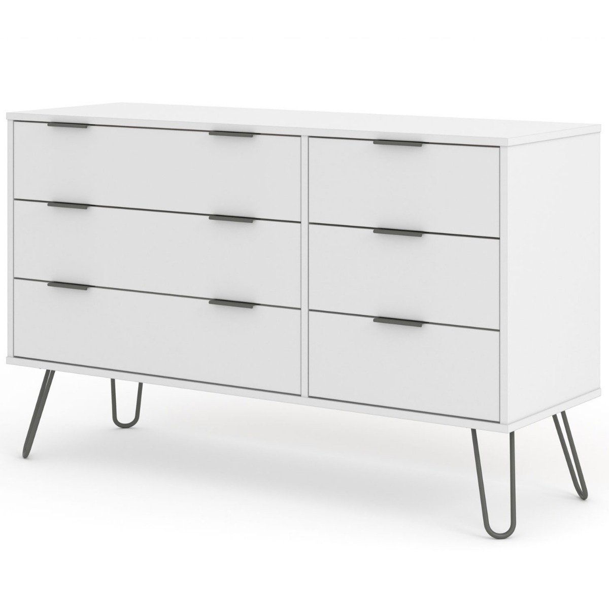 ARTA White Chest of Drawers - Large-sized, 6 Drawers, Double - Colton & Sawyer