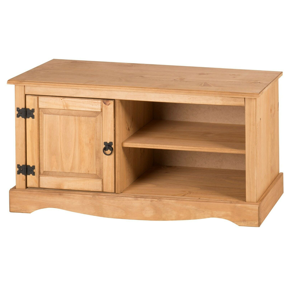 Corona Solid Pine TV Cabinet Stand With 1 Door - Bedroom & More