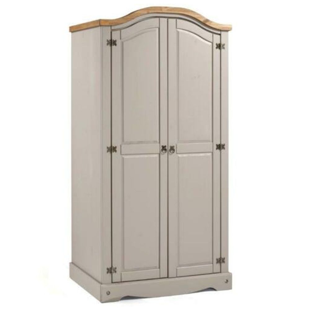 Wardrobe - COMPTON 2 Door Wardrobe Grey Wax 100cm - Bedroom & More