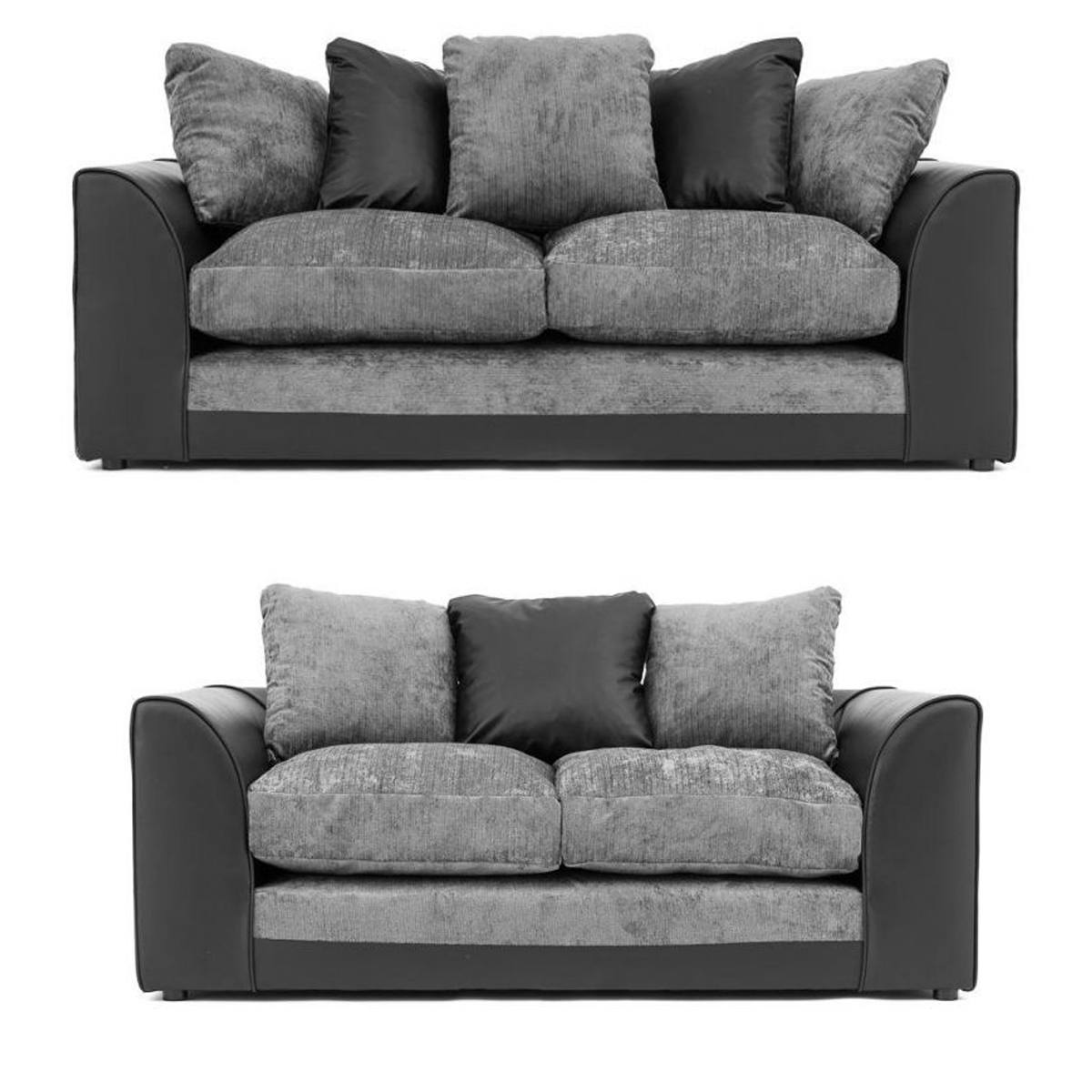 Dylan Fabric 3 Seater and 2 Seater Sofa Set - Black Grey or Brown Beige - Home Done