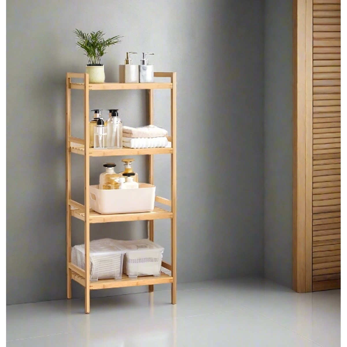 CORTHANE Storage Rack 5-Tier Bamboo Adjustable Shelving Unit for Bathroom, Kitchen, or Bedroom - Natural - The Urban Forge