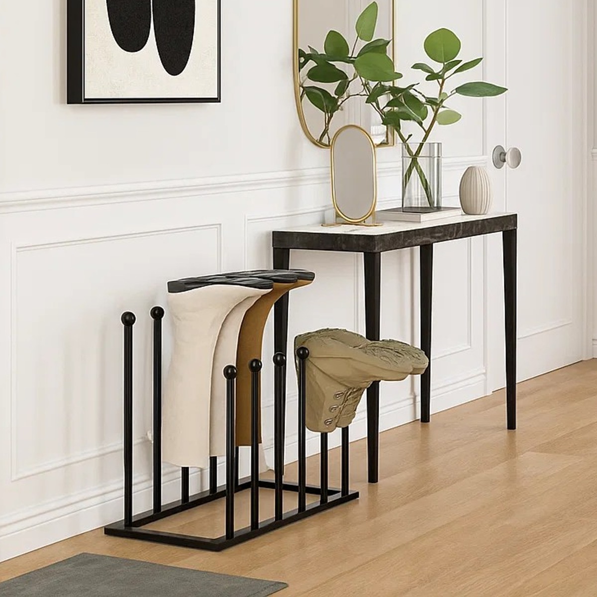 QUENTARA Free-Standing Metal Boot Rack for Tall Shoes - Black - The Urban Forge