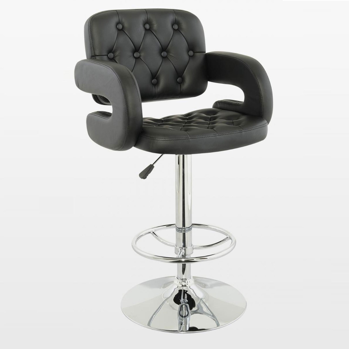 Winslet Chrome PU Bar Stool - Black - Sigrid Mills