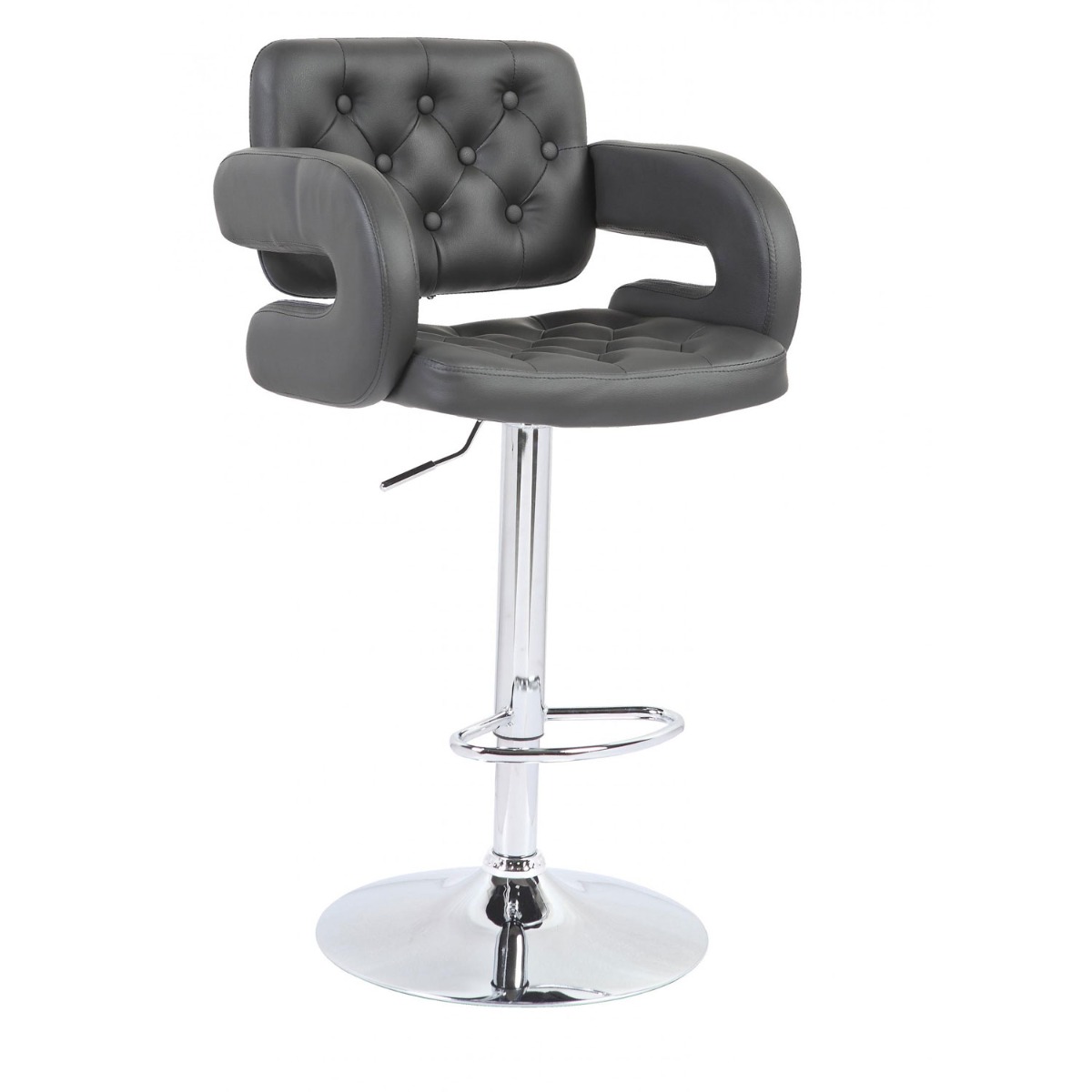 Winslet Chrome PU Bar Stool - Grey - Sigrid Mills
