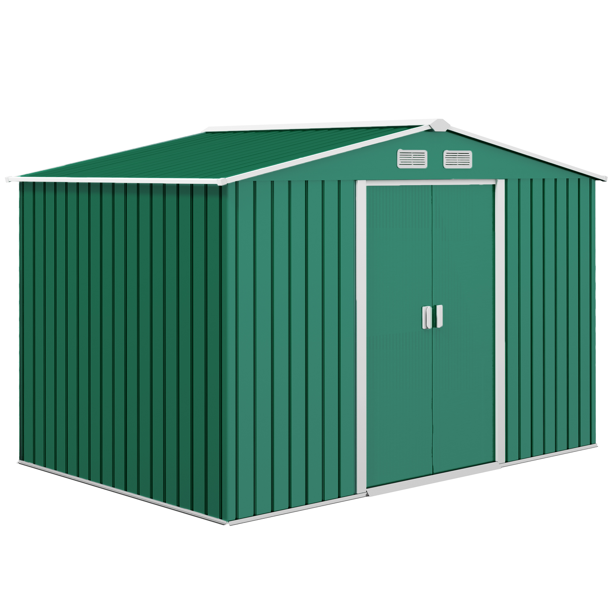 Lockable Garden Shed Large Patio Tool Metal Storage Building Foundation Sheds Box Outdoor Furniture (9 x 6 FT, Green) - Life Essentials