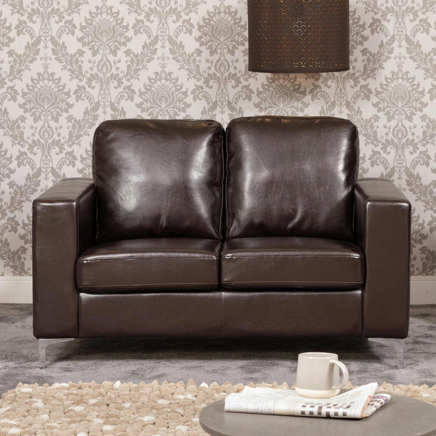 LUXORA Leather 2 Seater Sofa - Brown - Archie Homes