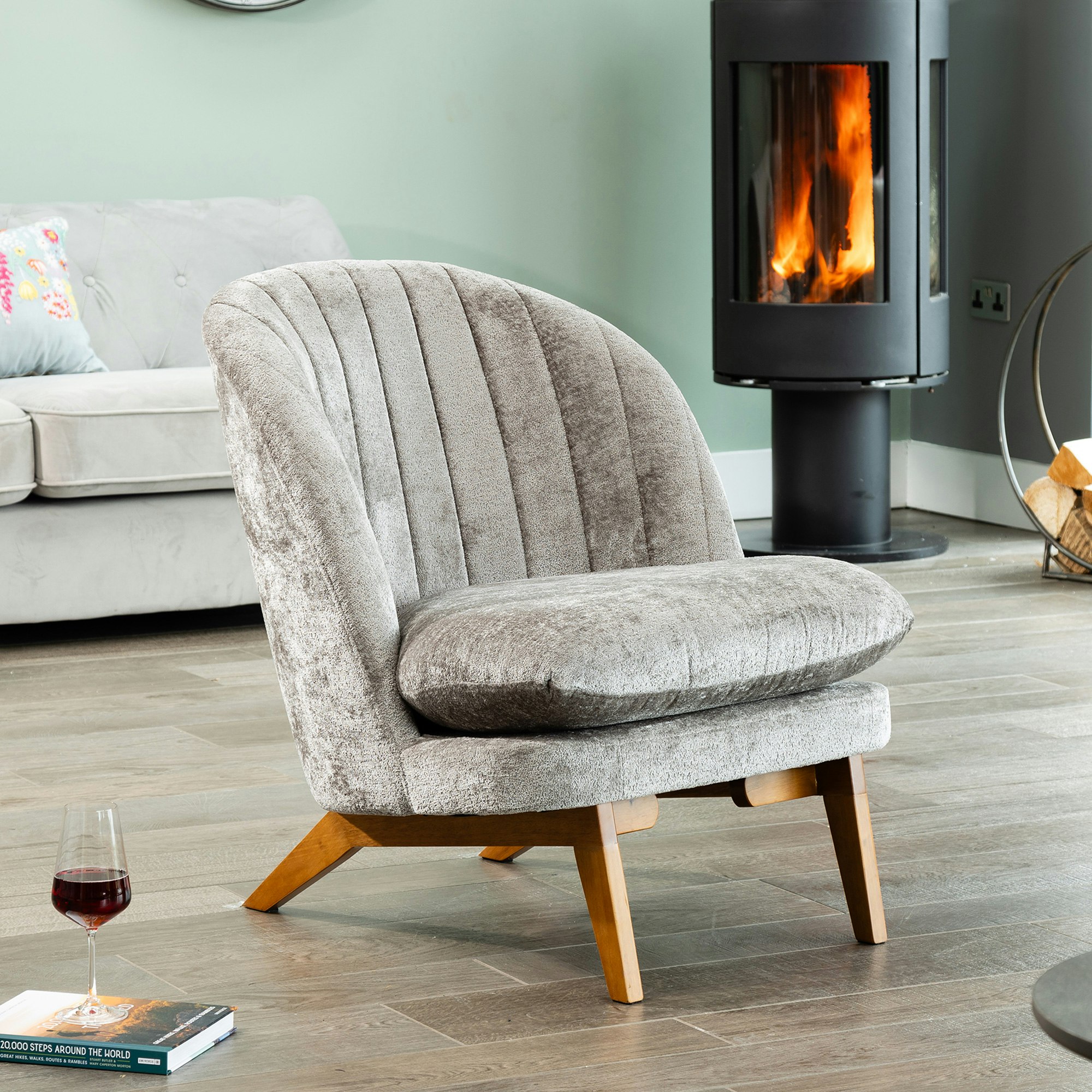ZENARO Boucle Fabric Tub Chair - Light Grey - Artemis Home