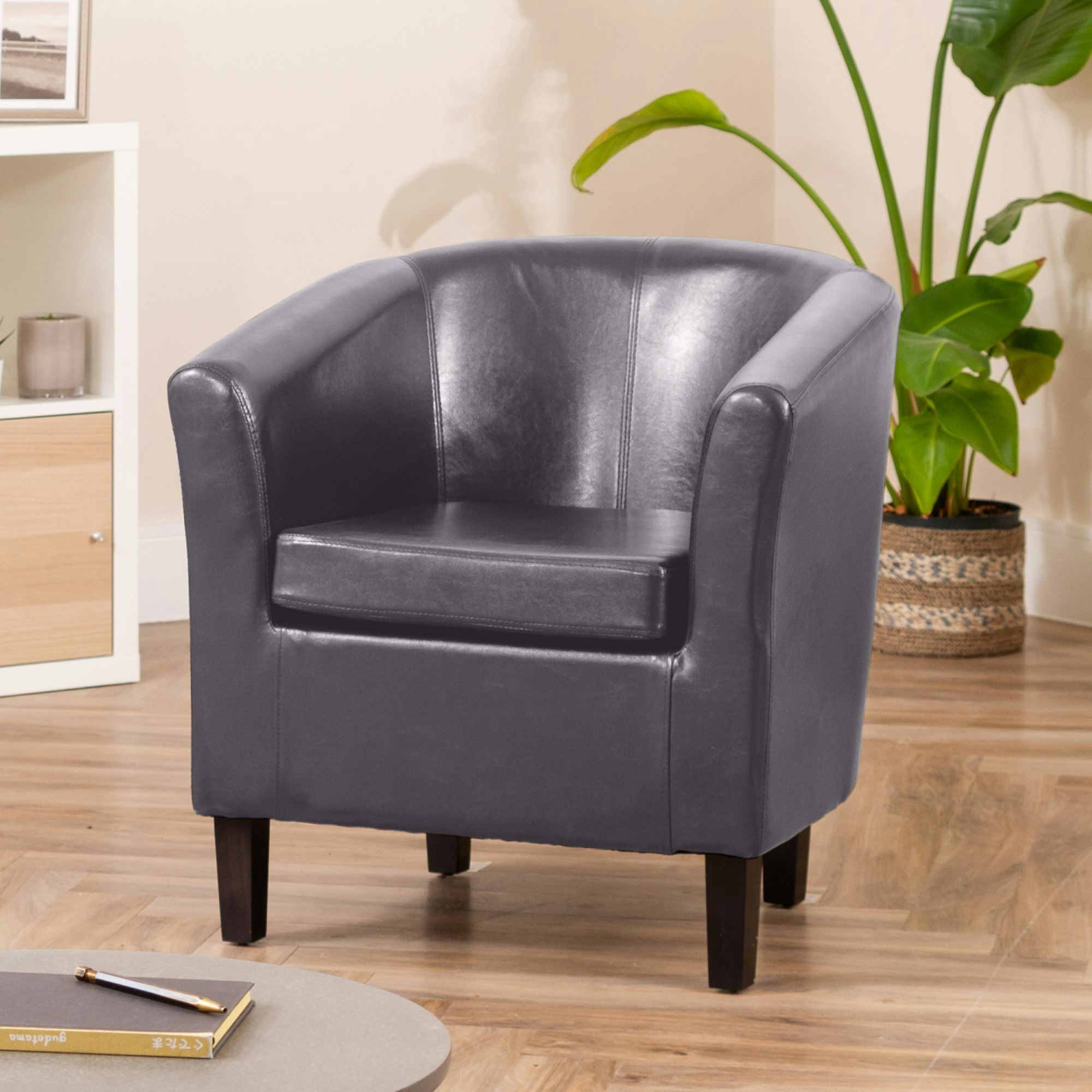 BELLTANO Faux Leather Tub Chair - Grey - Artemis Home