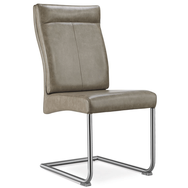 Hove Special PU Brown Chairs with Brushed Stainless Steel Legs - 4 Piece Set - Sigrid Mills