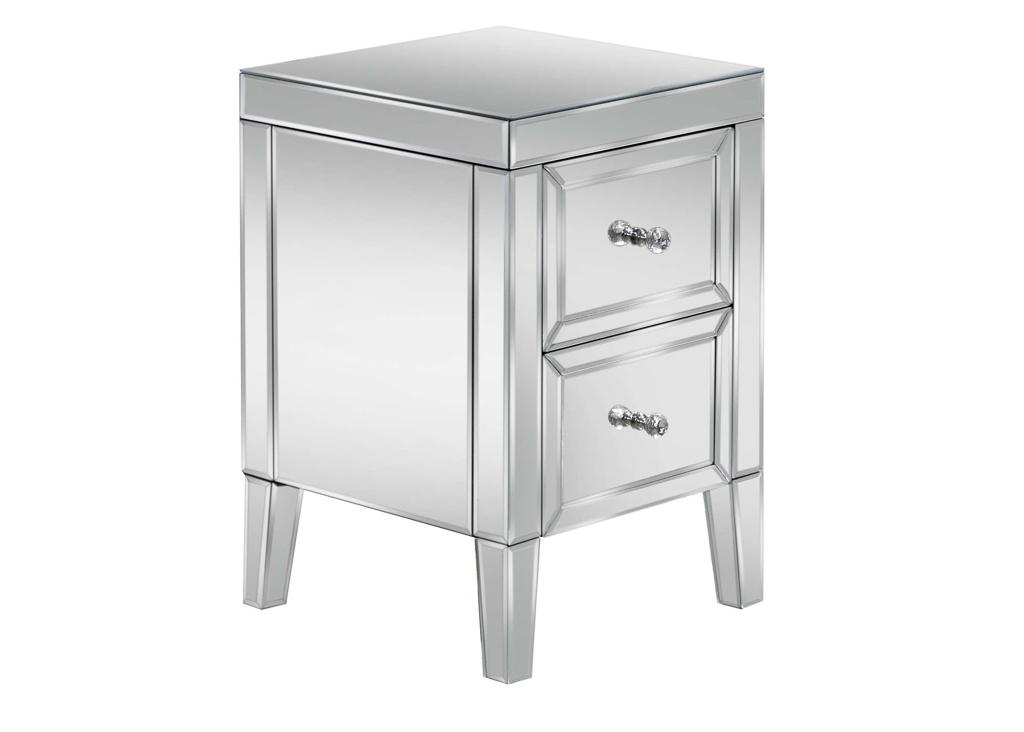 Bedside Table - BIRLEA 2 Drawer Nightstand Silver 40cm - Birlea Essentials