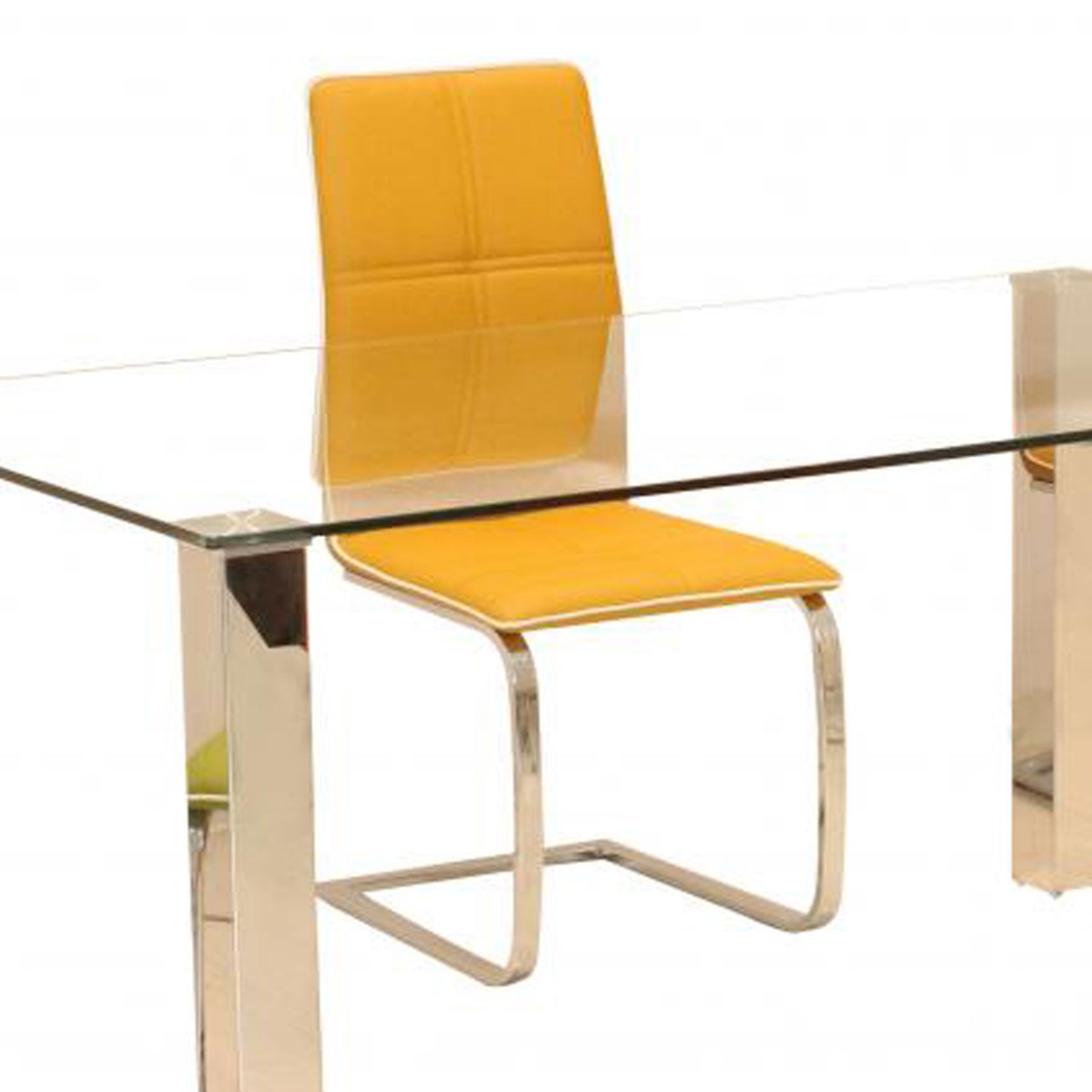 Everdeen Set of 2 PU Chrome Chairs - Yellow - Sigrid Mills