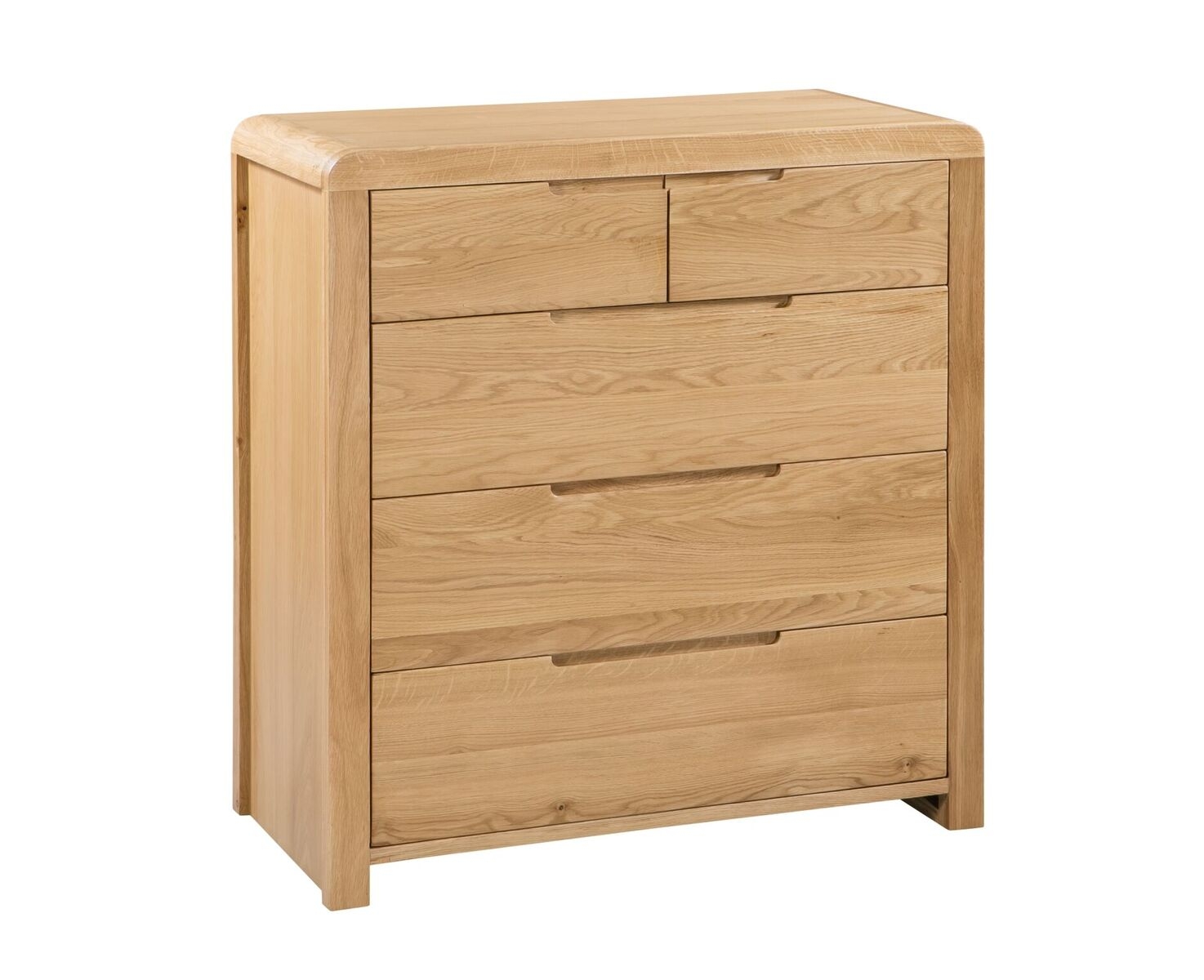 CUBA Oak Finish Chest of Drawers - Medium-sized, 5 Drawers - JB Collections