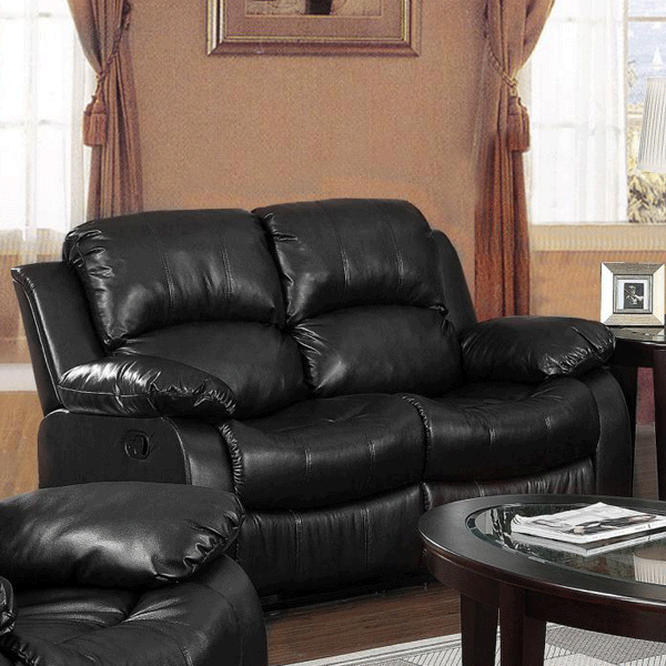 Corby 2 Seater Recliner Suite Black - Full Bonded Leather - Sigrid Mills