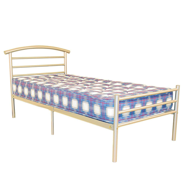 Helston Silver Metal Standard Double Bed Frame - Sigrid Mills