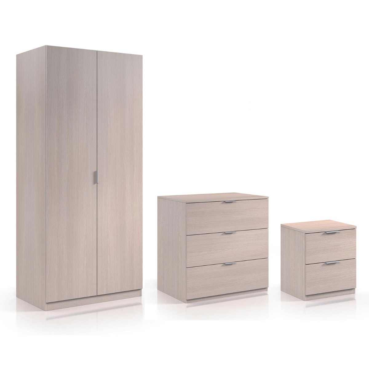 Wardrobe Set - VIZELA 2 Door Bedroom Set 3 Piece Oak 81cm - Sigrid Mills