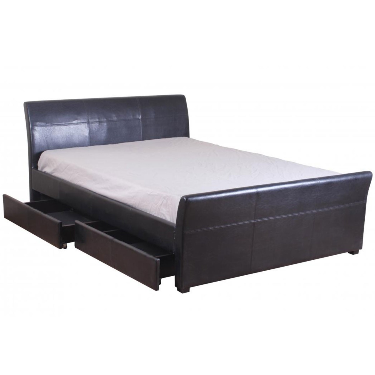 Ottavia 4 Drawer PVC Double Bed - Black - Sigrid Mills