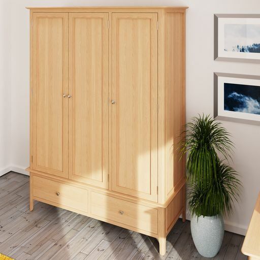 Wardrobe - NEESHAM 3 Door Wardrobe Oak 145cm - Kettle Homes