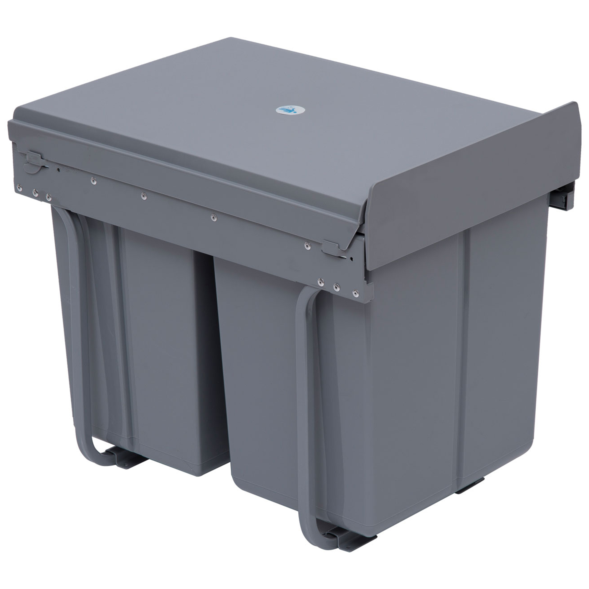 Kitchen Recycle Waste Bin Pull Out Soft Close Dustbin Recycling Cabinet Trash Can Grey (40L (1x20L+2x10L)) - Life Essentials