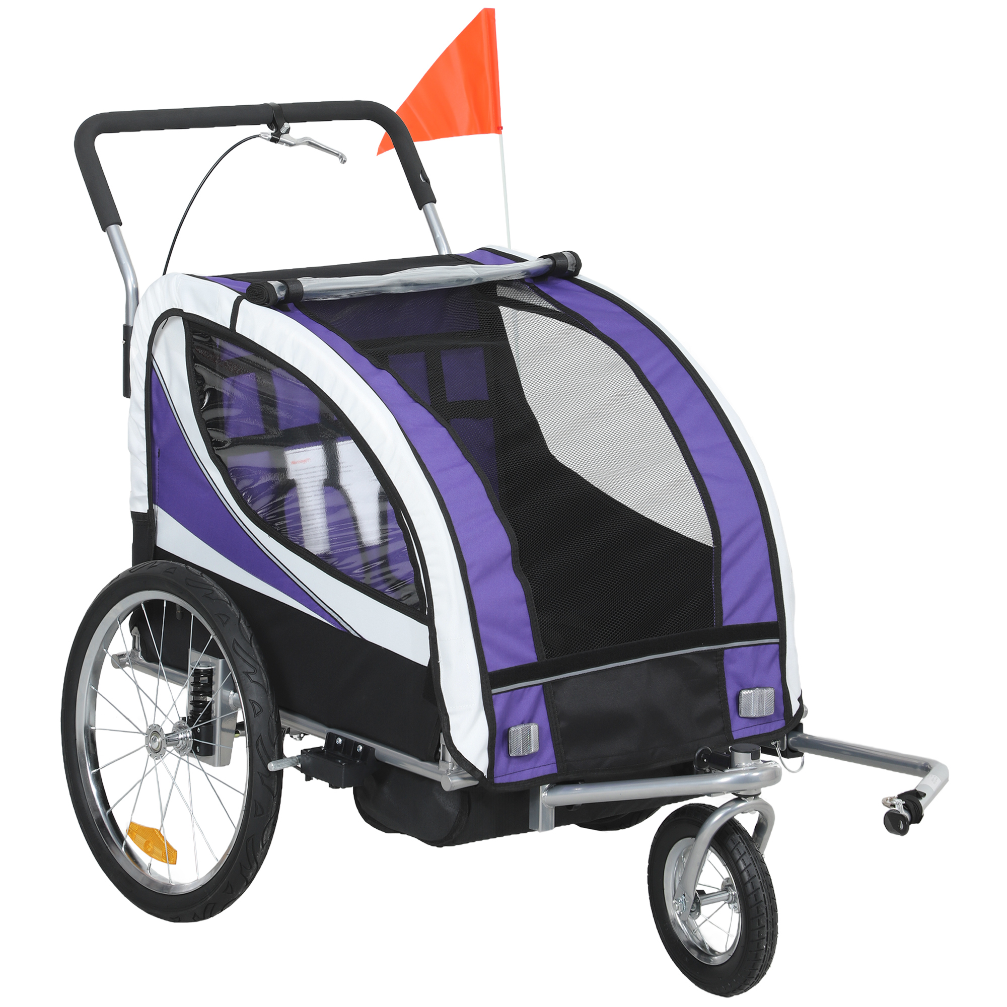 HERON Baby Bike Trailer with 5 Point Harness Purple - Life Essentials