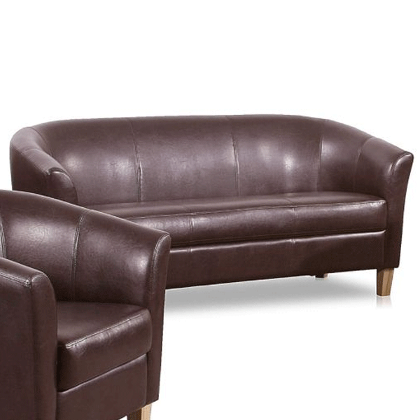 Bexhill 3 Seater Faux Leather Sofa - Brown - Sigrid Mills