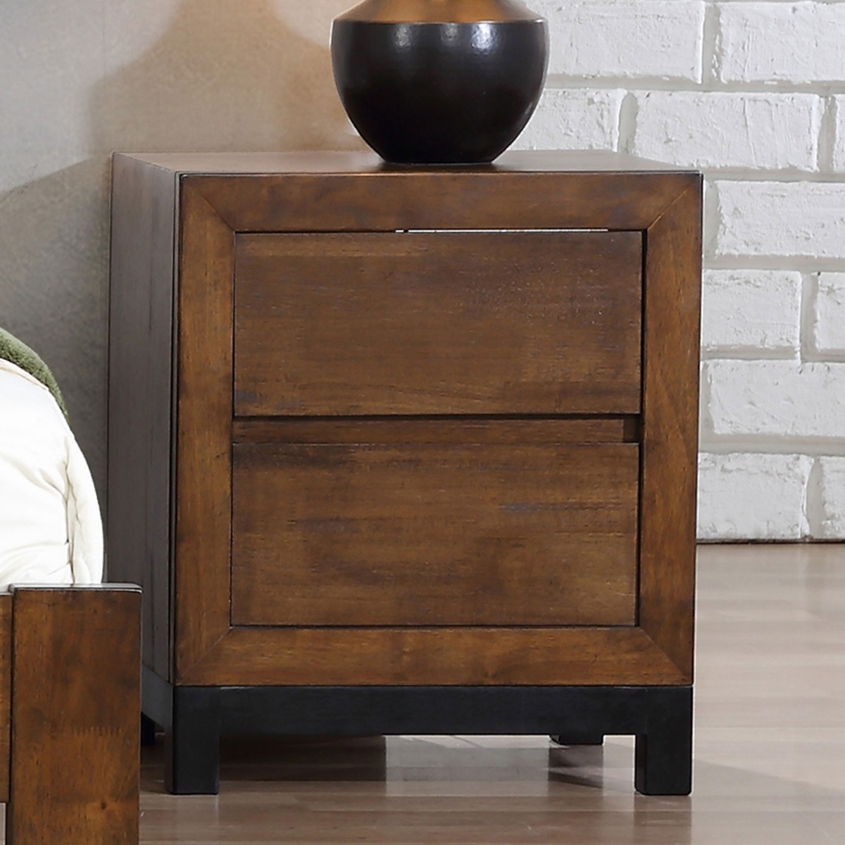 Bedside Table - MARCELLA 2 Drawer Nightstand Oak 50cm - Sigrid Mills