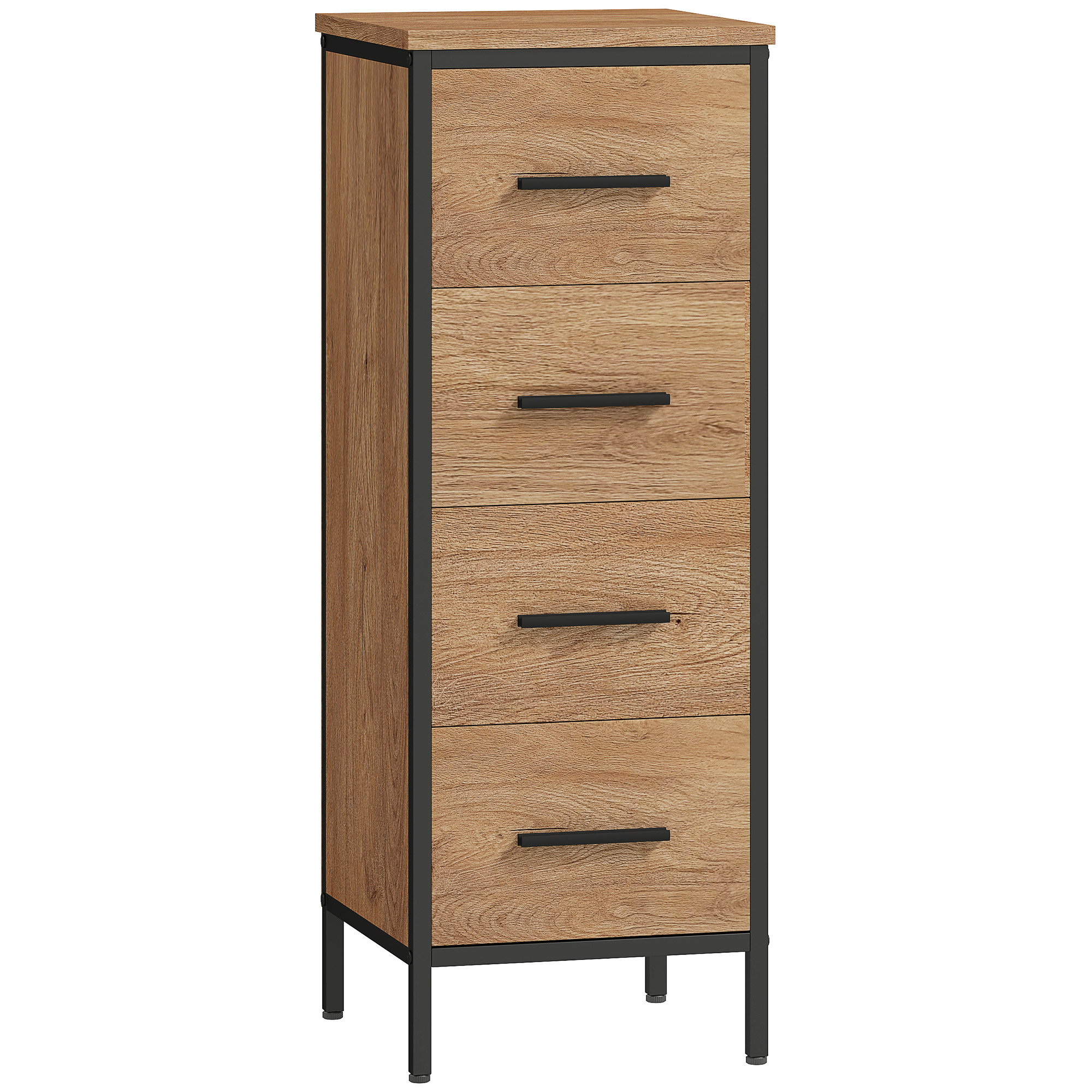 HERON Narrow Bathroom Storage Cabinet Oak - Life Essentials