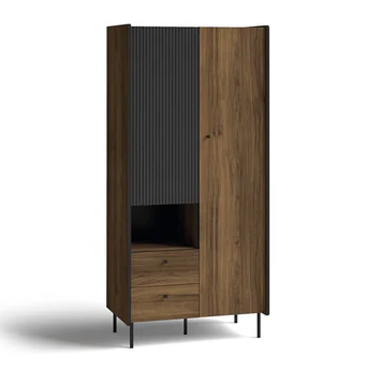 Wardrobe - PANDORA 2 Door Wardrobe Oak Walnut 88cm - Art Nest