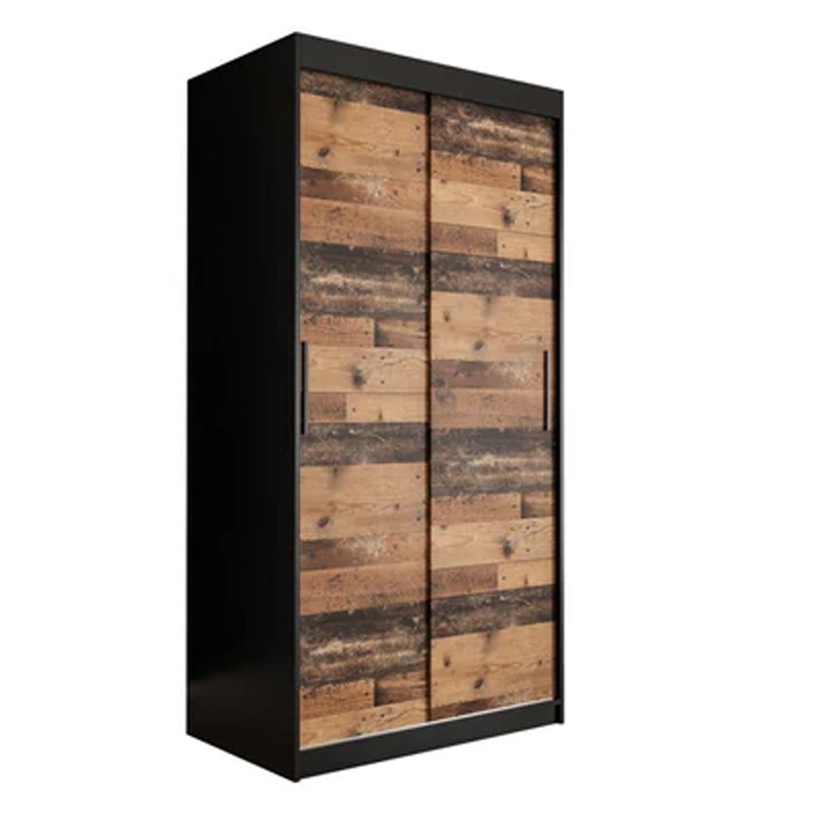 Sliding Wardrobe - CURTIS 2 Door Wardrobe Dark Oak 100cm - Art Nest
