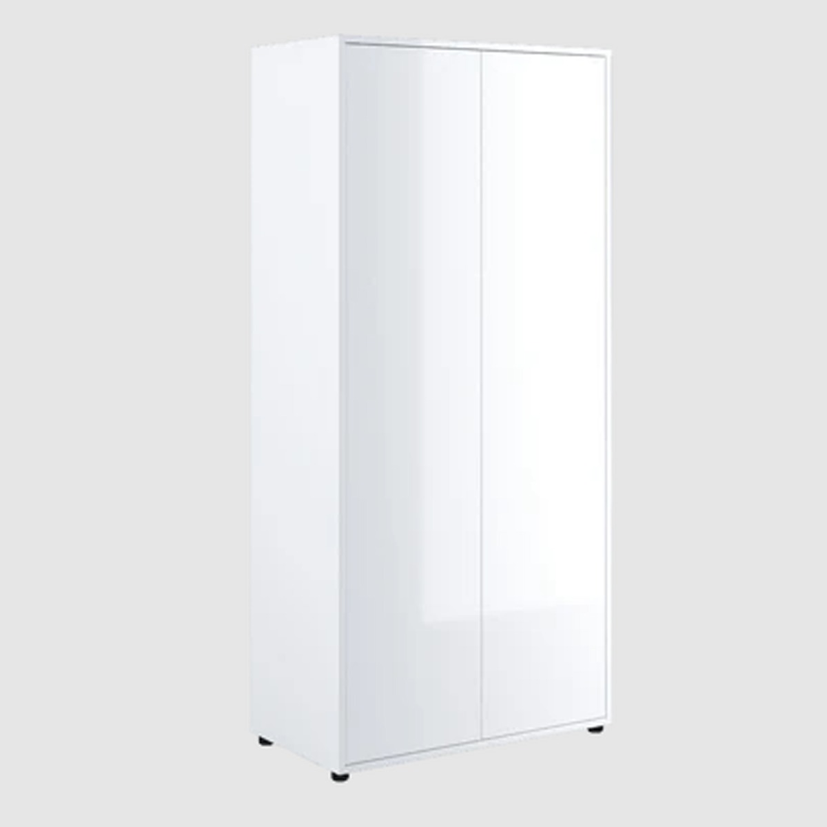 Wardrobe - DONNELL 2 Door Wardrobe White Gloss 101cm - Art Nest